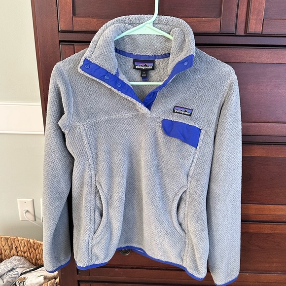 Patagonia Jackets & Blazers - Patagonia Re-Tool Snap-T Fleece Polartec Pullover Jacket Pocket Gray Blue